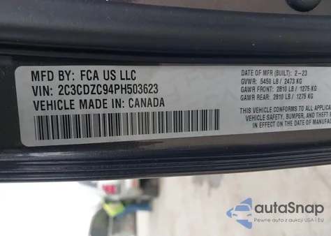 2023 Dodge Challenger Srt Hellcat Jailbreak z USA, uszkodzony, nr VIN 2C3CDZC94PH503623